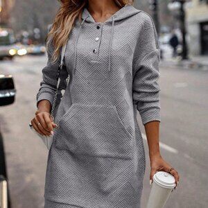 Women's Loose Casual Solid Color Hooded Long Sweatshirt